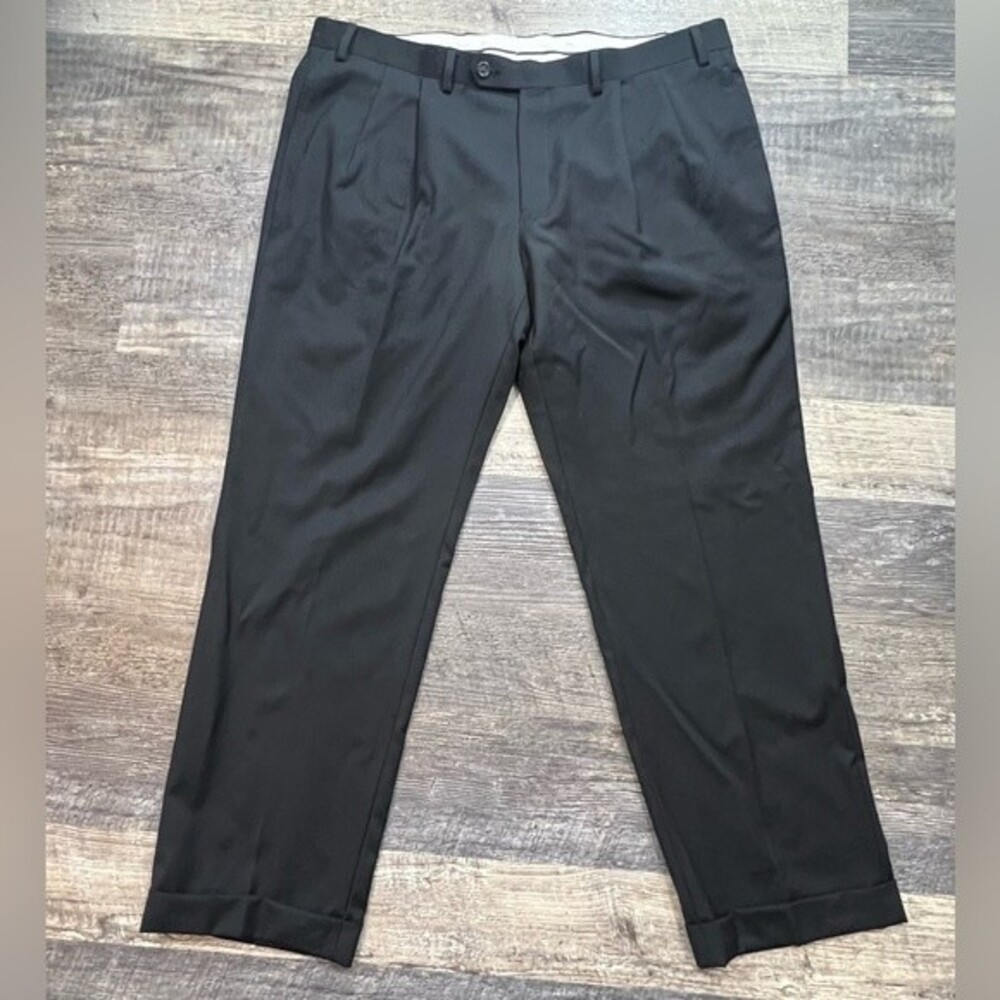 Lauren Ralph Lauren Pleated Dress Pants Slacks 100% Wool Black Size 38Wx29L